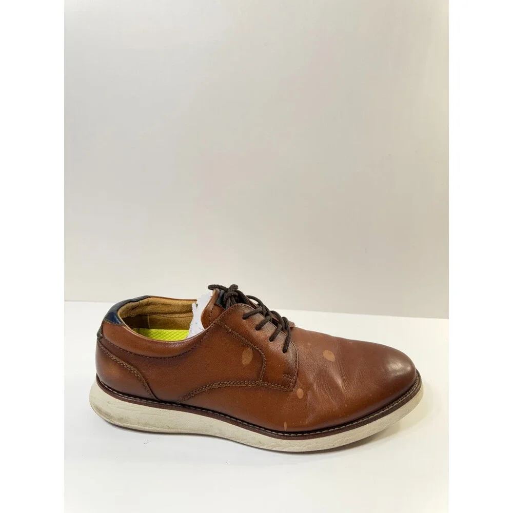 Florsheim Launch Plain Toe Derby Leather Shoes Mens Brown US 10 Wide